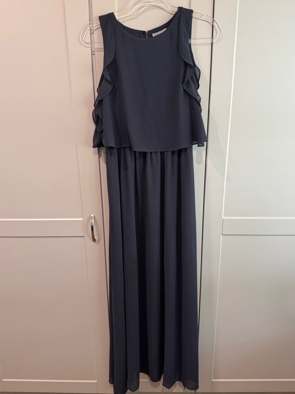 H&M Dark Navy Sleeveless Ruffle Maxi Dress